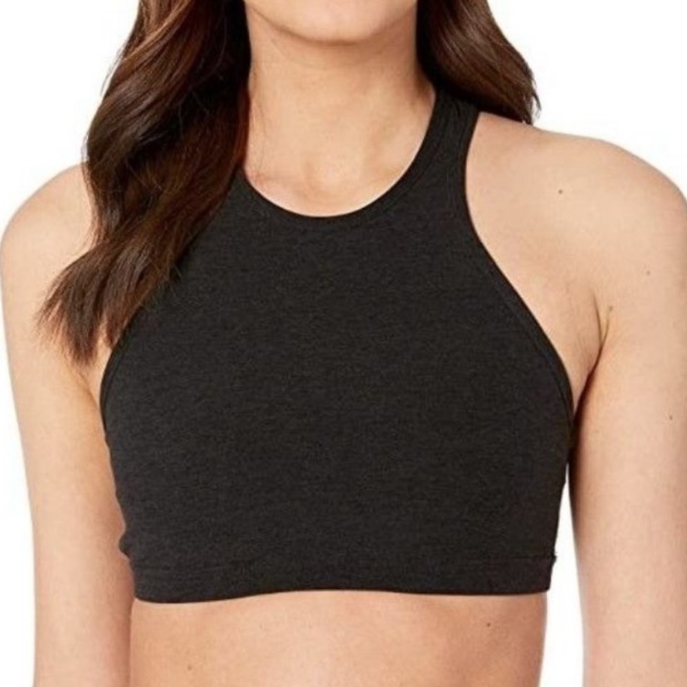Beyond Yoga Spacedye Studio Bra Black High Neck Athleisure S